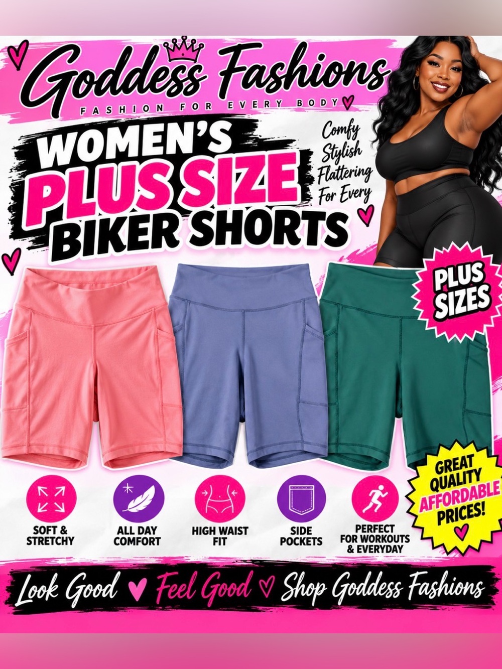 New Women’s Plus Size Biker Shorts 1X